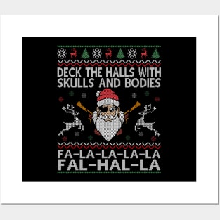 Deck The Halls With Skulls And Bodies Funny Viking Christmas Posters and Art